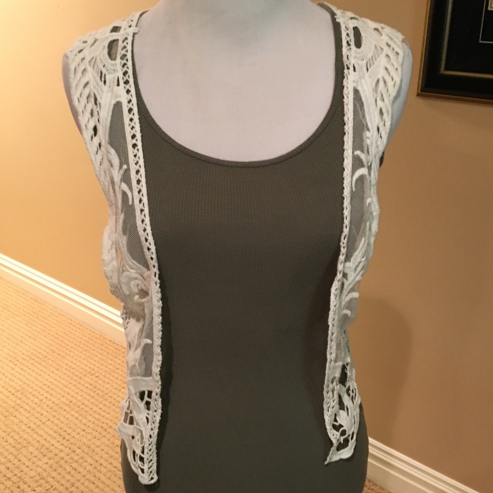 Beautiful cream sheer lace vest